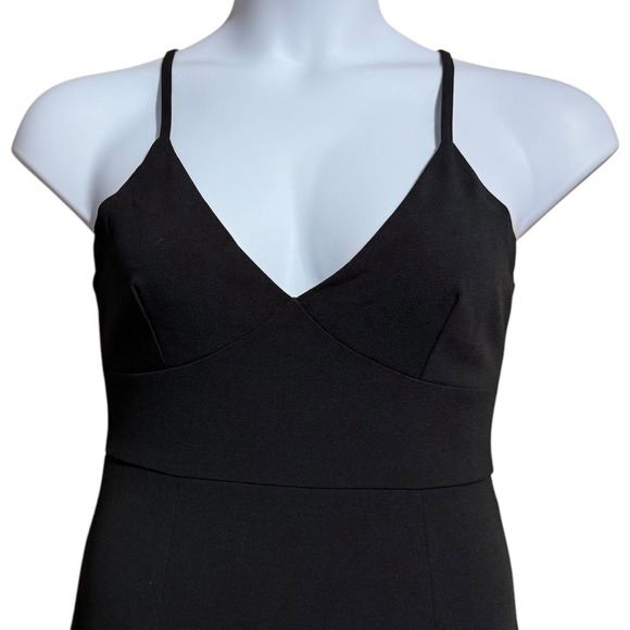 NWT Knittee black spaghetti strap side split ruffle bottom dress / gown Medium - Picture 4 of 11